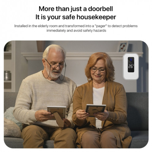 Sonnette sans fil C303B, affichage numérique de la température, téléavertisseur pour personnes âgées, prise ue (blanc) SH802B1152-011