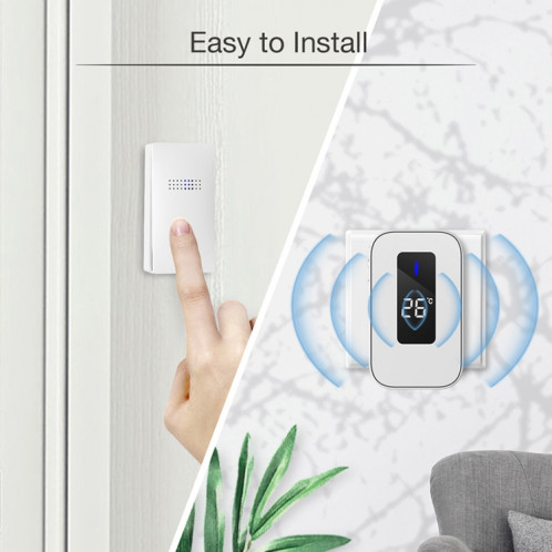 C303B une à deux maison sans fil sonnette température affichage numérique télécommande téléavertisseur âgé, prise ue (blanc) SH902B1376-011