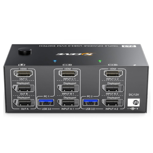 KC-KVM203DH 8K 30Hz USB3.0 DP+DP+HDMI Commutateur KVM à trois moniteurs SH9209548-08