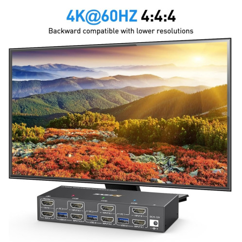 KC-KVM302AS 4K 60 Hz USB3.0 / HDMI commutateur KVM double moniteur SH92151102-08