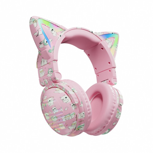 Écouteur Bluetooth sans fil VJ371 Tuya RGB Cat Ear avec microphone détachable (poudre de graffiti) SH001A405-08
