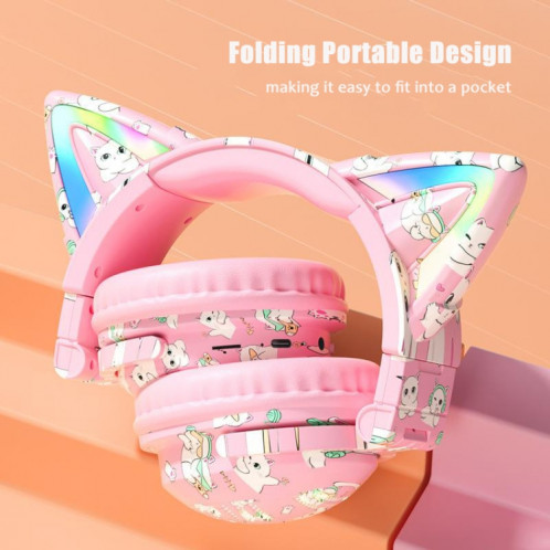 Écouteur Bluetooth sans fil VJ371 Tuya RGB Cat Ear avec microphone détachable (noir) SH001C1154-08