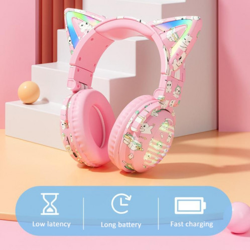 Écouteur Bluetooth sans fil VJ371 Tuya RGB Cat Ear avec microphone détachable (noir) SH001C1154-08