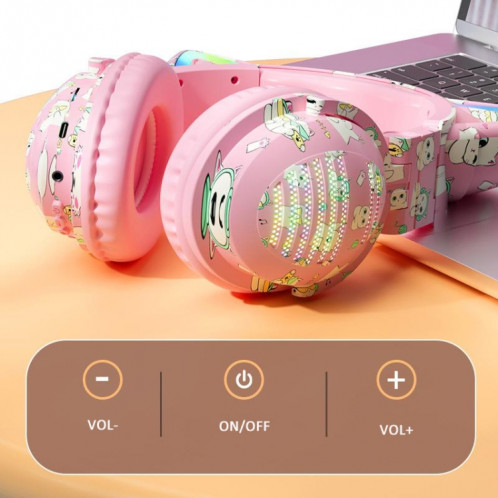 Écouteur Bluetooth sans fil VJ371 Tuya RGB Cat Ear avec microphone détachable (poudre de graffiti) SH001A405-08