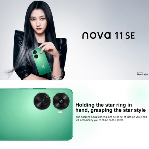 HUAWEI nova 11 SE, 256 Go, identification par empreinte digitale à l'écran, 6,67 pouces HarmonyOS 4.0 Qualcomm Snapdragon 680 Octa Core, réseau : 4G, NFC, OTG, ne prend pas en charge Google Play (vert) SH101A1767-07