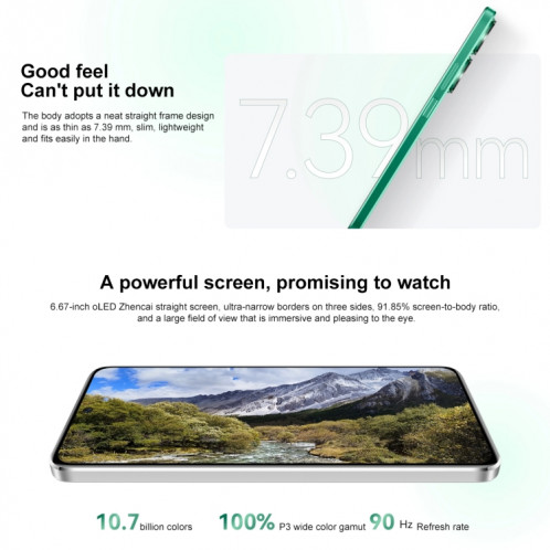 HUAWEI nova 11 SE, 256 Go, identification par empreinte digitale à l'écran, 6,67 pouces HarmonyOS 4.0 Qualcomm Snapdragon 680 Octa Core, réseau : 4G, NFC, OTG, ne prend pas en charge Google Play (vert) SH101A1767-07
