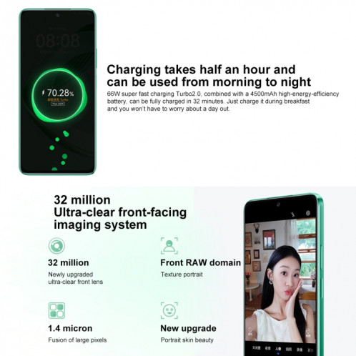 HUAWEI nova 11 SE, 256 Go, identification par empreinte digitale à l'écran, 6,67 pouces HarmonyOS 4.0 Qualcomm Snapdragon 680 Octa Core, réseau : 4G, NFC, OTG, ne prend pas en charge Google Play (vert) SH101A1767-07