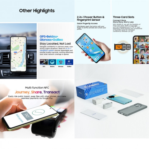  Blackview SHARK 8, 8 Go + 256 Go, identification par empreinte digitale, 6,78 pouces Android 13 MTK6789 Helio G99 Octa Core jusqu'à 2,2 GHz, réseau : 4G, OTG (Scorching Gold) SB302A268-023
