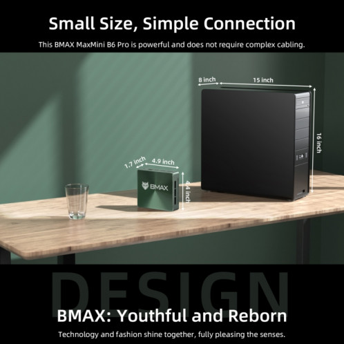 Mini PC BMAX B6 Pro Windows 11, 16 Go + 512 Go, Intel Core i5-1030NG7, prise en charge de la sortie 3 moniteurs () SB301B1927-012