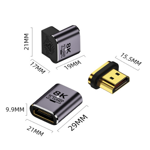 Adaptateur magnétique HDTV vers HDTV 8K 60 Hz, mâle droit femelle côté gauche SH5402373-08