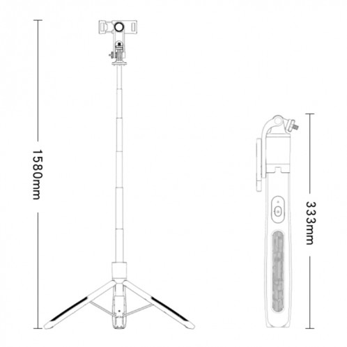 Yesido SF13 Trépied Bluetooth étendu rétractable pour téléphone Live Streaming Selfie Stand (Noir) SY501A1580-011