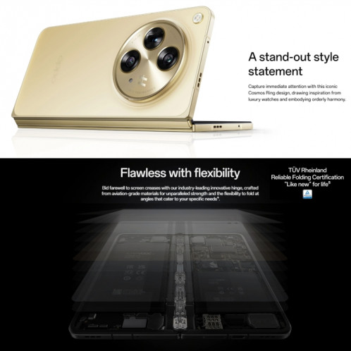 OPPO Find N3, 12 Go + 512 Go, empreinte digitale latérale, 7,82 pouces + 6,31 pouces ColorOS 13.2 Snapdragon 8 Gen 2 Octa Core jusqu'à 3,187 GHz, NFC, OTG, réseau : 5G (vert) SO901A1210-022