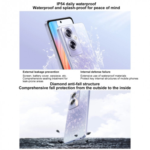 OPPO A2, 12 Go + 256 Go, empreinte digitale latérale, 6,72 pouces ColorOS 13,1 Dimensity 6020 Octa Core jusqu'à 2,2 GHz, OTG, réseau : 5G (noir mystère) SO001B1250-013