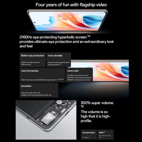 OPPO A2 Pro, 12 Go + 512 Go, empreinte digitale d'écran, 6,70 pouces ColorOS 13,1 Dimensity 7050 Octa Core jusqu'à 2,6 GHz, OTG, réseau : 5G (noir) SO802B890-014