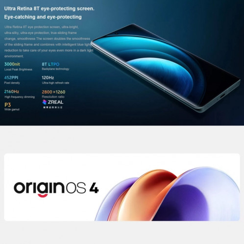 vivo X100 Pro, 16 Go + 1 To, identification faciale/identification par empreinte digitale, 6,78 pouces Android 14 OriginOS 4 Dimensity 9300 Octa Core 3,25 GHz, OTG, NFC, réseau : 5G (blanc) SV404A1495-014