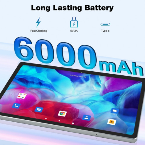Tablette PC T50 10,36 pouces 4G LTE, 6 Go + 128 Go, processeur Android 12 Octa Core, prise en charge double SIM, WiFi, Bluetooth, GPS (gris) SH101A1459-07