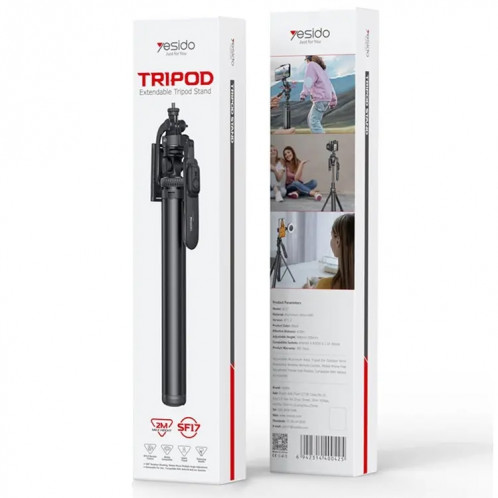 YESIDO SF17 Trépied rétractable multifonctionnel en métal pour téléphone portable, appareil photo (noir) SY601A413-015