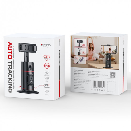 YESIDO SF16 Support PTZ de suivi automatique du visage à 360 degrés Al (noir) SY701A297-013