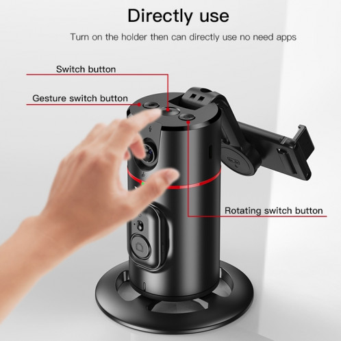 YESIDO SF16 Support PTZ de suivi automatique du visage à 360 degrés Al (noir) SY701A297-013