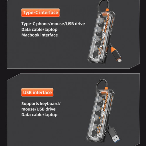SW4U-C Station d'accueil 5 en 1 Type-C vers 1xType-C + 4xUSB3.0 HUB (Gris) SH301A1545-09