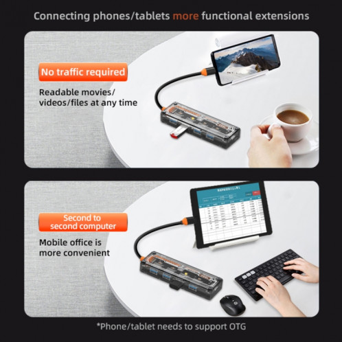 SW4U-C Station d'accueil 5 en 1 Type-C vers 1xType-C + 4xUSB3.0 HUB (Gris) SH301A1545-09
