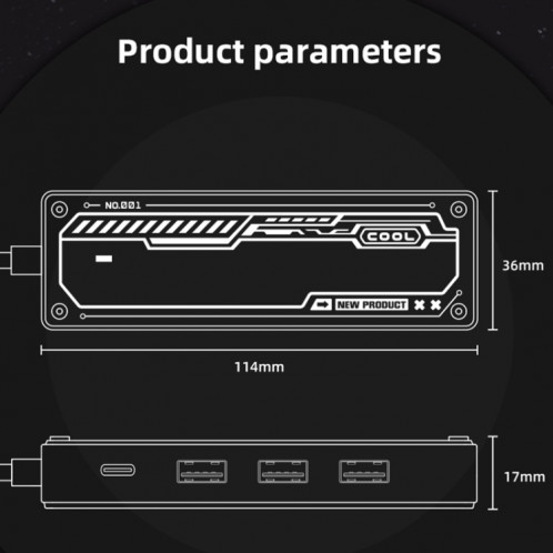 SW5H 5 en 1 Type-C vers PD + USB3.0 + 2xUSB2.0 + Station d'accueil HUB HDMI (gris) SH501A330-09