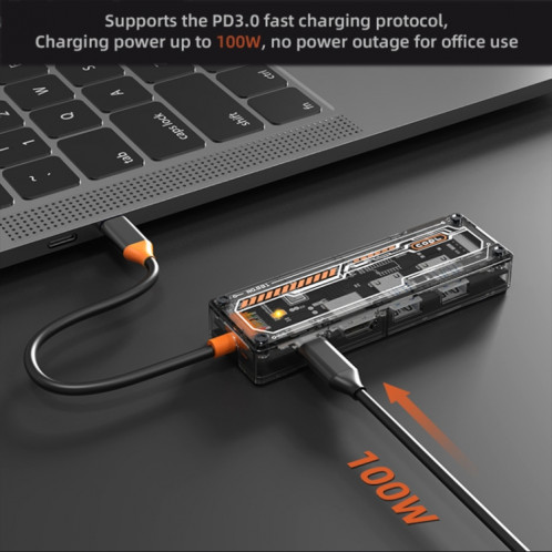 SW6V 6 en 1 Type-C vers PD+USB3.0+USB2.0+HDMI+VGA+Audio 3.5 HUB Station d'accueil (gris) SH801A246-011