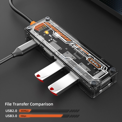 SW6V 6 en 1 Type-C vers PD+USB3.0+USB2.0+HDMI+VGA+Audio 3.5 HUB Station d'accueil (gris) SH801A246-011