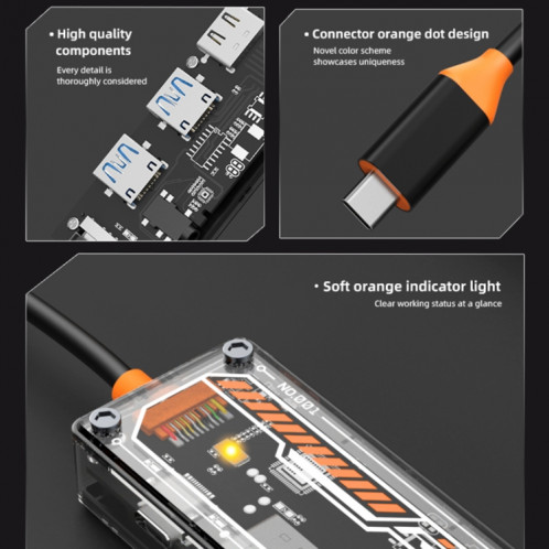 SW6V 6 en 1 Type-C vers PD+USB3.0+USB2.0+HDMI+VGA+Audio 3.5 HUB Station d'accueil (gris) SH801A246-011
