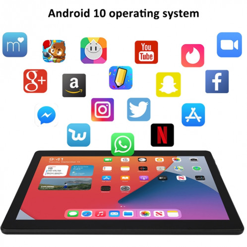 Tablette réseau T12 3G 10,1 pouces, 2 Go + 32 Go, Android 10 Unisoc SC7731E Quad Core CPU Support Dual SIM Google Play (Argent) SH501B1624-07