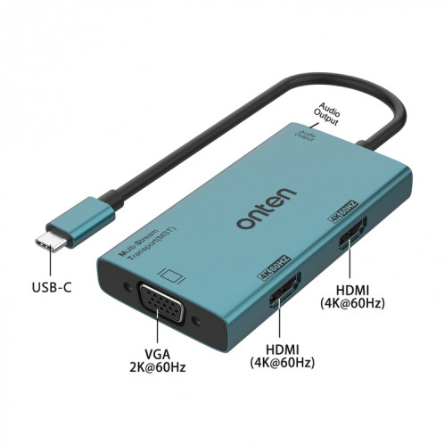 Onten M206 4K 60Hz 4 en 1 Type-C vers double adaptateur convertisseur vidéo HDMI + VGA + 3,5 mm SO9972733-07