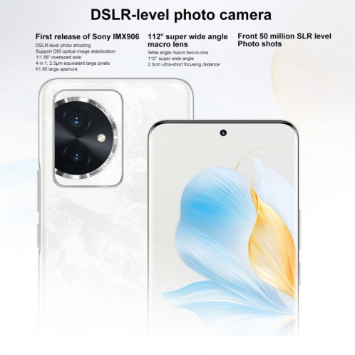 Honor 100, 16 Go + 256 Go, identification par empreinte digitale à l'écran, 6,7 pouces MagicOS 7.2 Snapdragon 7 Gen 3 Octa Core jusqu'à 2,63 GHz, réseau : 5G, NFC, OTG, ne prend pas en charge Google Play (violet) SH202C1702-013