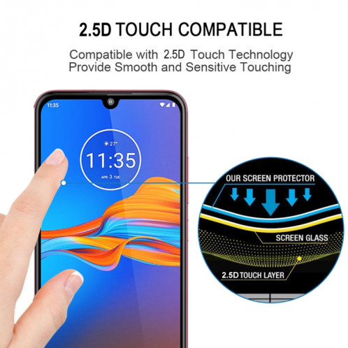 Pour Motorola Moto E6 plus complet Glue plein écran en verre trempé Film SH06081247-08