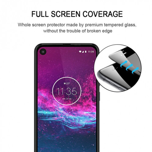 Pour Motorola une action pleine colle plein écran en verre trempé Film SH06101472-08