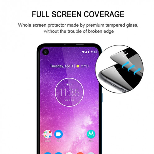 Pour Motorola One Vision pleine colle plein écran en verre trempé Film SH0612150-07