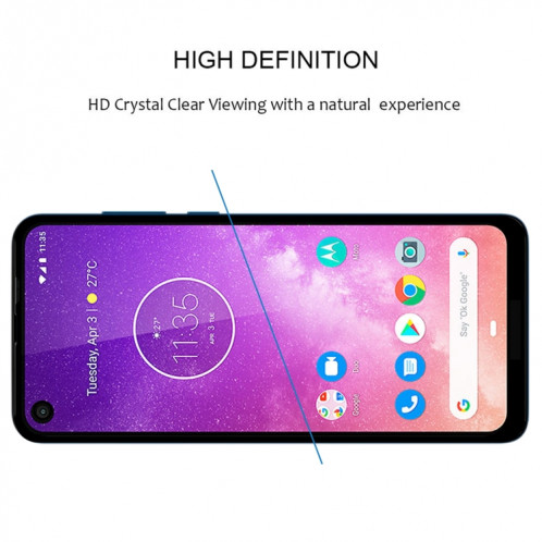 Pour Motorola One Vision pleine colle plein écran en verre trempé Film SH0612150-07