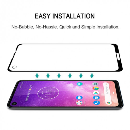 Pour Motorola One Vision pleine colle plein écran en verre trempé Film SH0612150-07