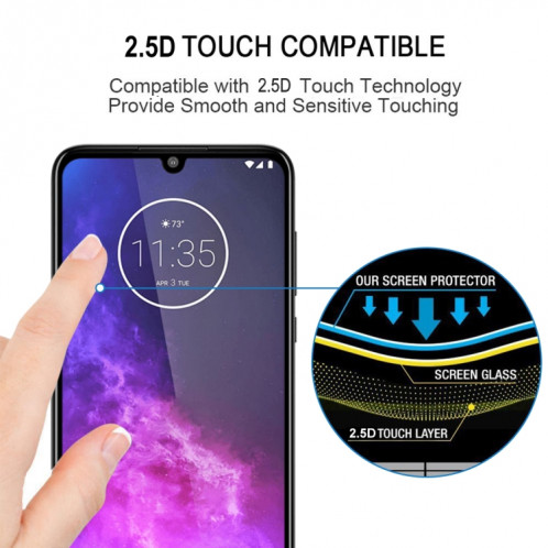 Pour Motorola One Zoom Plein colle plein écran en verre trempé Film SH0613942-08