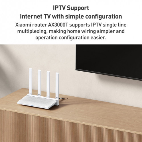 Le routeur CPU double bande 1,3 GHz d'origine Xiaomi AX3000T 2,4 GHz/5 GHz prend en charge la connexion NFC, prise américaine (blanc) SX601A606-011