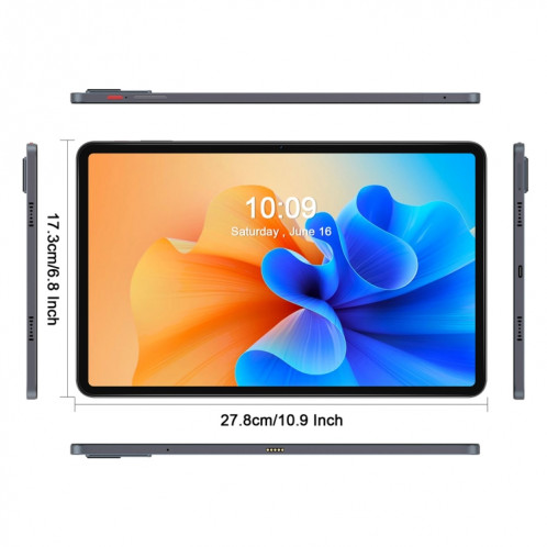 Tablette VASOUN M70 4G LTE, 16 Go + 256 Go, 12 pouces, processeur Android 13 UNISOC T616 Octa Core, version mondiale avec Google Play, prise américaine (gris) SV601A820-06