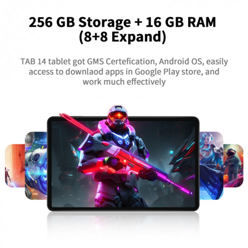 Tablette VASOUN M70 4G LTE, 16 Go + 256 Go, 12 pouces, processeur Android 13 UNISOC T616 Octa Core, version mondiale avec Google Play, prise américaine (gris) SV601A820-06