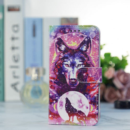 Pour Ulefone Note 14 Étui de téléphone en cuir à rabat horizontal à motif peint (Totem de loup) SH401B600-06