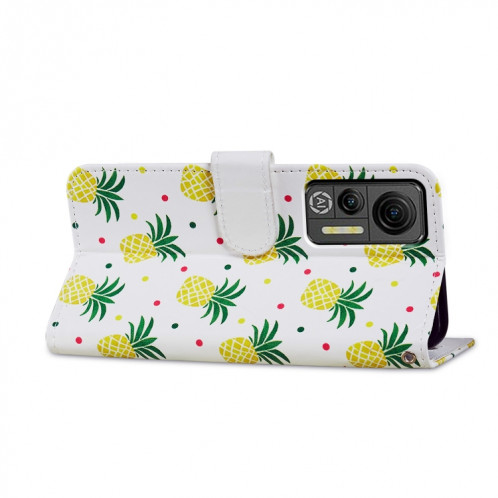 Pour Ulefone Note 14 Étui de téléphone en cuir à rabat horizontal à motif peint (Ananas) SH401D71-06