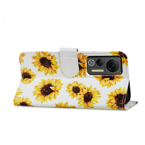 Pour Ulefone Note 14 Étui de téléphone en cuir à rabat horizontal à motif peint (tournesol) SH401I1163-06