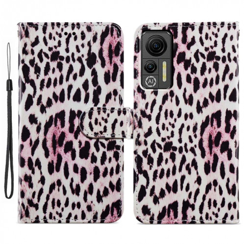 Pour Ulefone Note 14 Étui de téléphone en cuir à rabat horizontal à motif peint (léopard) SH401J120-06