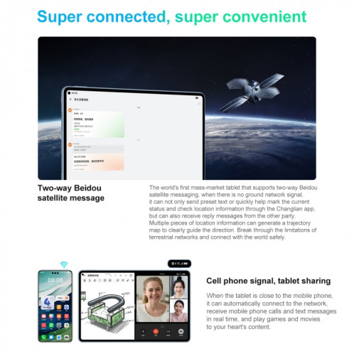 HUAWEI MatePad Pro 11 pouces 2024 WiFi, 12 Go + 512 Go, communication par satellite bidirectionnelle HarmonyOS 4 Beidou, ne prend pas en charge Google Play (Cyan) SH602D406-011