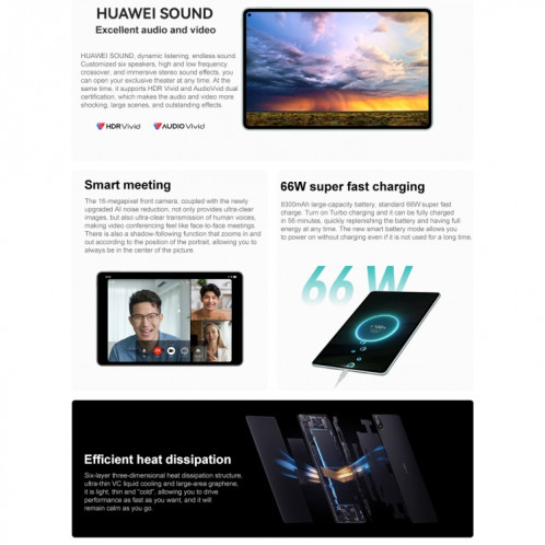 HUAWEI MatePad Pro 11 pouces 2024 WiFi, 12 Go + 512 Go, communication par satellite bidirectionnelle HarmonyOS 4 Beidou, ne prend pas en charge Google Play (Cyan) SH602D406-011