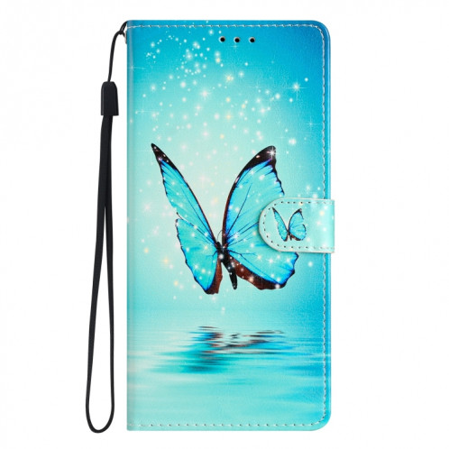 Pour Ulefone Note 14 Étui de téléphone en cuir à dessin coloré (Papillon bleu) SH301A1721-07