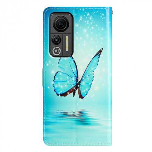 Pour Ulefone Note 14 Étui de téléphone en cuir à dessin coloré (Papillon bleu) SH301A1721-07