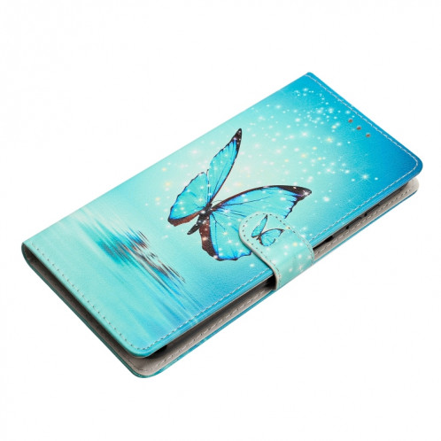 Pour Ulefone Note 14 Étui de téléphone en cuir à dessin coloré (Papillon bleu) SH301A1721-07